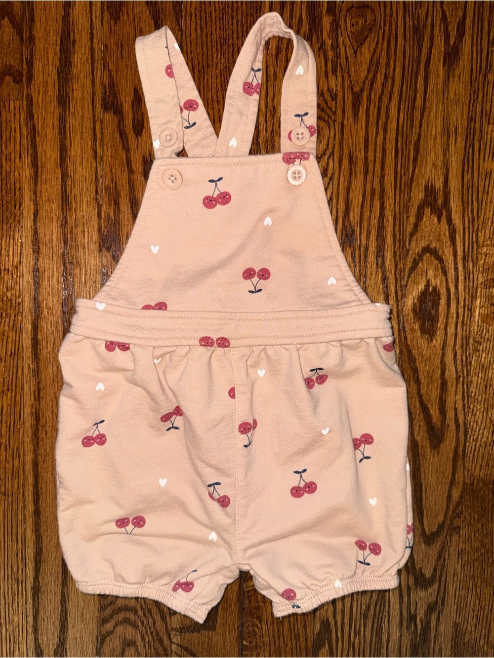 Pekkle Pink Cherry Print Kids Overalls
